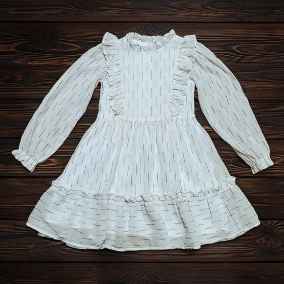 Janie and Jack White and Gold Dress Size 8 - Picture 1 of 5